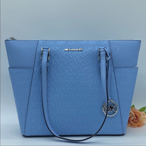 MICHAEL KORS CHARLOTTE LARGE TZ TOTE LIGHT SKY - Picture 3 of 16